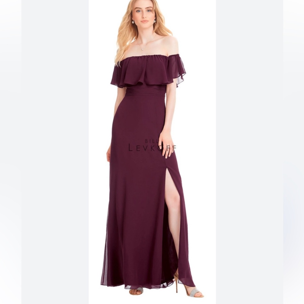 Bill Levkoff wine Off-Shoulder Gown size 10